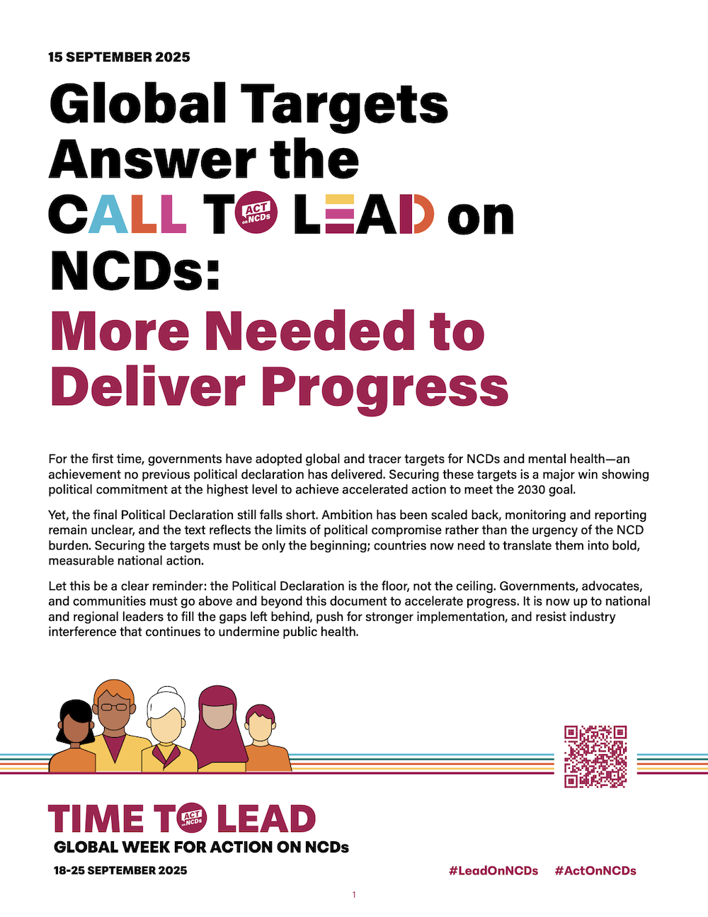 Global Targets Answer the Call to Lead on NCDs: More Needed to Deliver ...