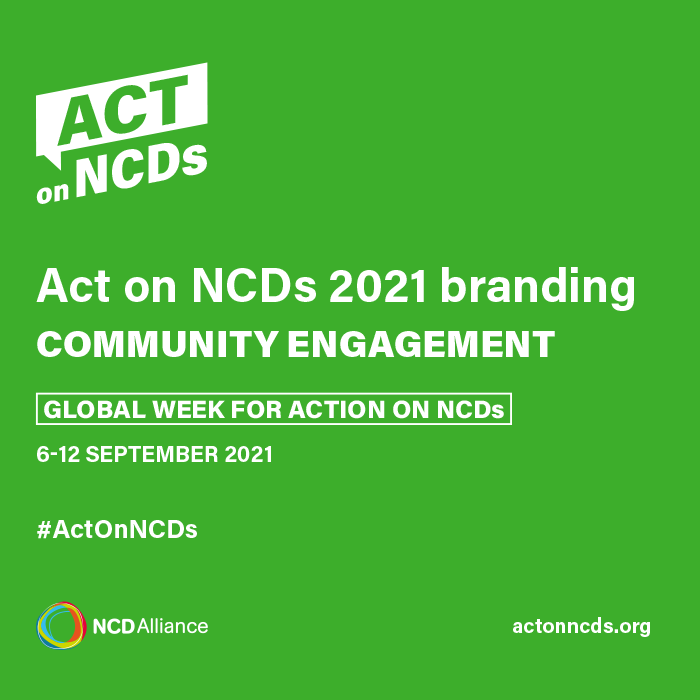Act on NCDs: 2021 Community Engagement - brand guidelines cover