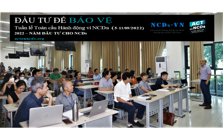 60 participants from the World Health Organization Vietnam, member organizations of the NCDs-VN, and lecturers and students of the HUPH attended the event