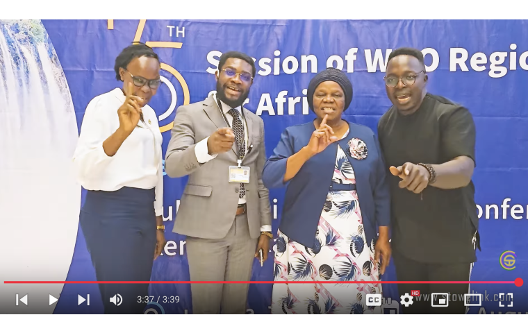 Screenshot from intro video of series, NCD Voices at the 75th Session of the WHO AFRO Regional Committee Meeting