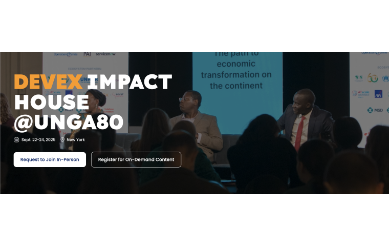 Front page of Devex website for UNGA80