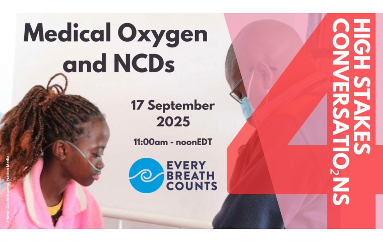 Promo card for event shows girl with an oxygen tube and a man wearing a mask.