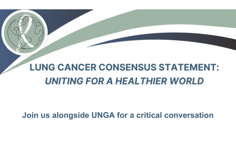 Promo card for the event, Lung Cancer Consensus Statement: uniting for a healthier world