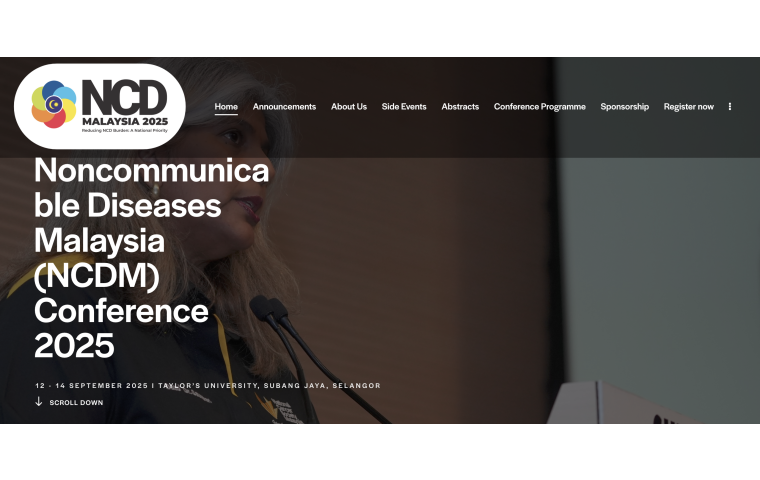 Screenshot of website for the event, Noncommunicable Diseases Malaysia Conference