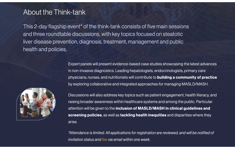 Screenshot of the website for the In-Person Flagship Gathering—Global Think-tank on Steatotic LIver Disease