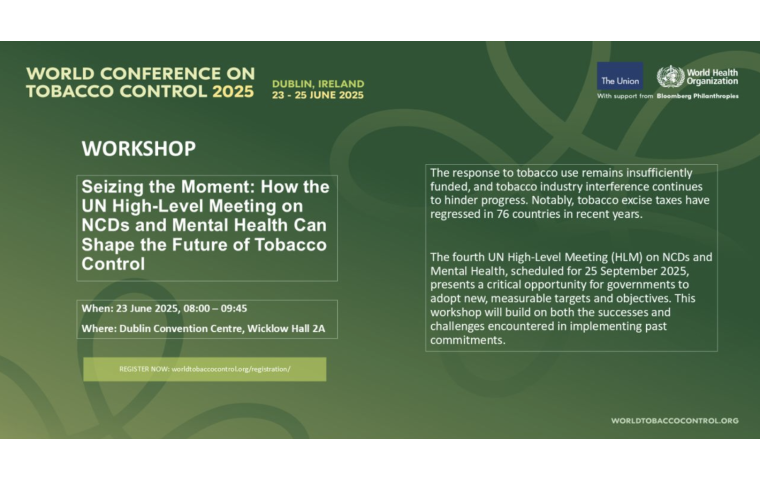 Promotion card for the NCD Alliance workshop at the World Conference on Tobacco Control 2025