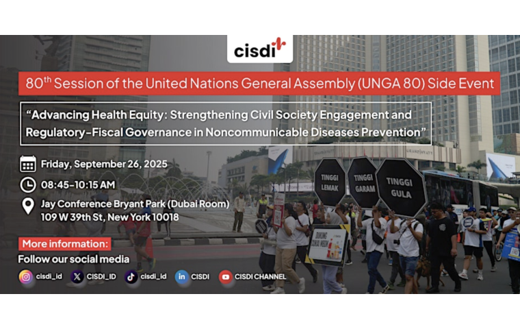 Promo card for the event, Advancing Health Equity: Strengthening Civil Society Engagement and Regulatory-Fiscal Governance in Noncommunicable Diseases Prevention