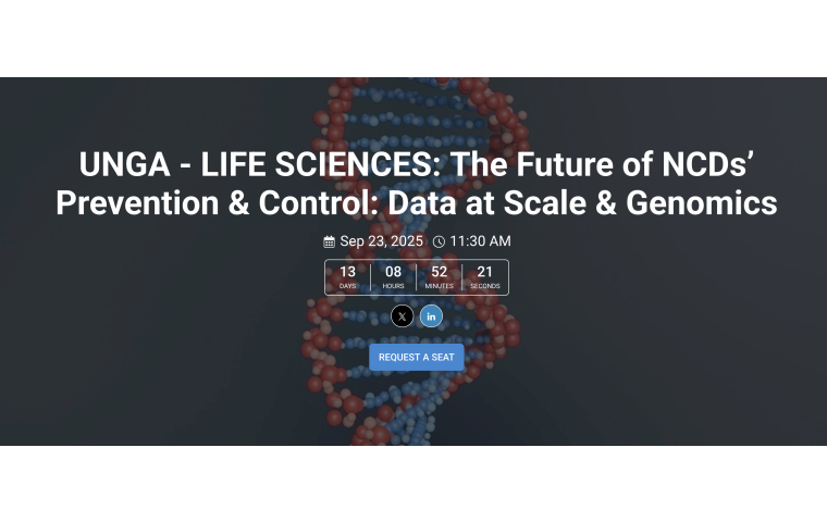 Promo card for the event, The Future of NCDs’ Prevention & Control: Data at Scale & Genomics
