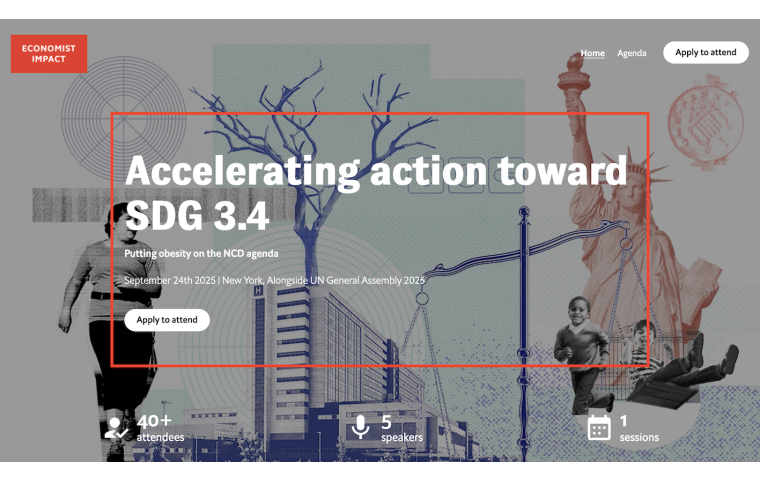 Promo card for the event, Accelerating action toward SDG 3.4: putting obesity on the NCD agenda