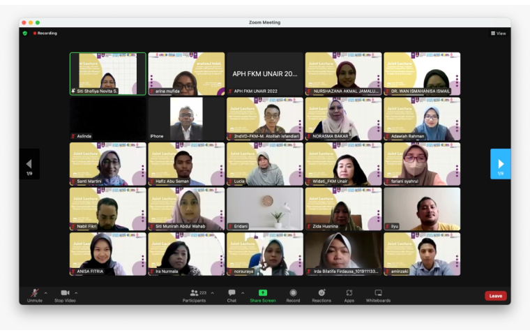 Participants for virtual joint lecture between UiTM and Unair.