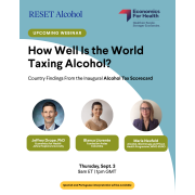 Graphic promotion for the event, How Well Is the World Taxing Alcohol?