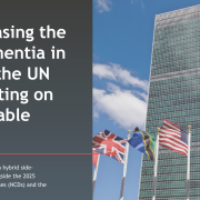 Promo card for the event, Increasing the Visibility of Dementia in the Context of the UN High-Level Meeting on Non-Communicable Diseases (NCDs)