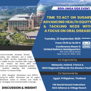 Promo card for event Time to Act on Sugars: Advancing Health Equity & Tackling NCDs with a Focus on Oral Diseases