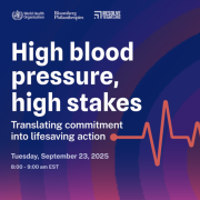 Promo card for the event, High blood pressure, high stakes: Translating commitment into lifesaving action