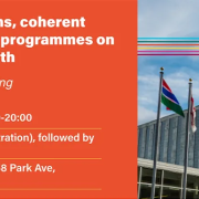 Promo card for the event, Sustaining joint actions, coherent policies and inclusive programmes on NCDs and mental health: 4th Multistakeholder Gathering