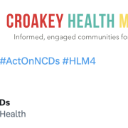 screen shot from Croakey Health Media website including #ActOnNCDs hashtag and @ WePublicHealth X.com handle.