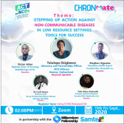 This graphic shows speakers for the event, CHRONmate #ActonNCDs Zoom Conference