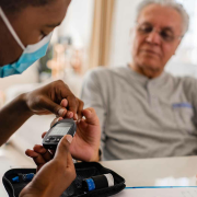 Health professional working with a patient