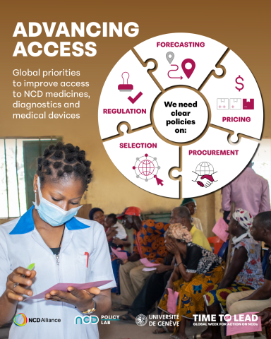 Banner: Advancing Access to NCD Medicines and features five steps to increase access