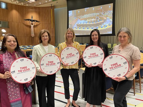 Monica Arora, Leslie Rae Ferat, Alison Cox and Katie Dain at the Multistakeholder Hearing on NCDs in New York, May 2025