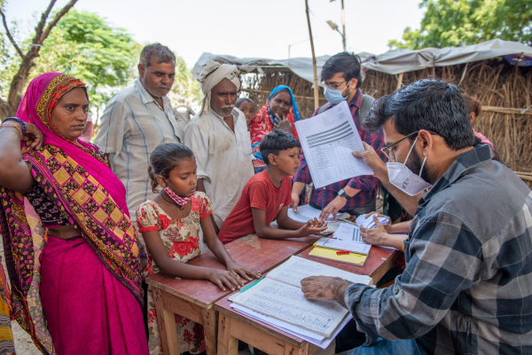 Health volunteers at the Free Health Checkup in New Delhi
