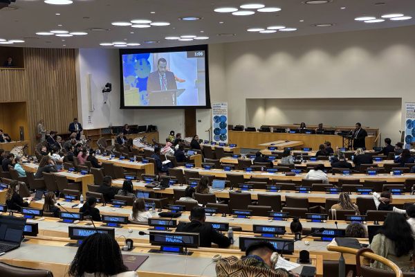 Plenary room at UNGA HQ in New York with country speakers