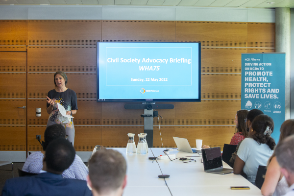 Alison Cox, NCDA’s Policy and Advocacy Director, speaks at our WHA75 civil society briefing on Sunday 22 May 2022.