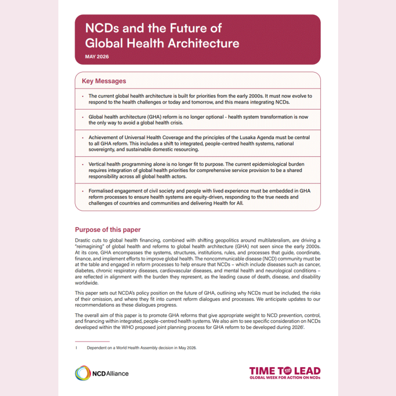 cover of ncda policy paper on global health architecture